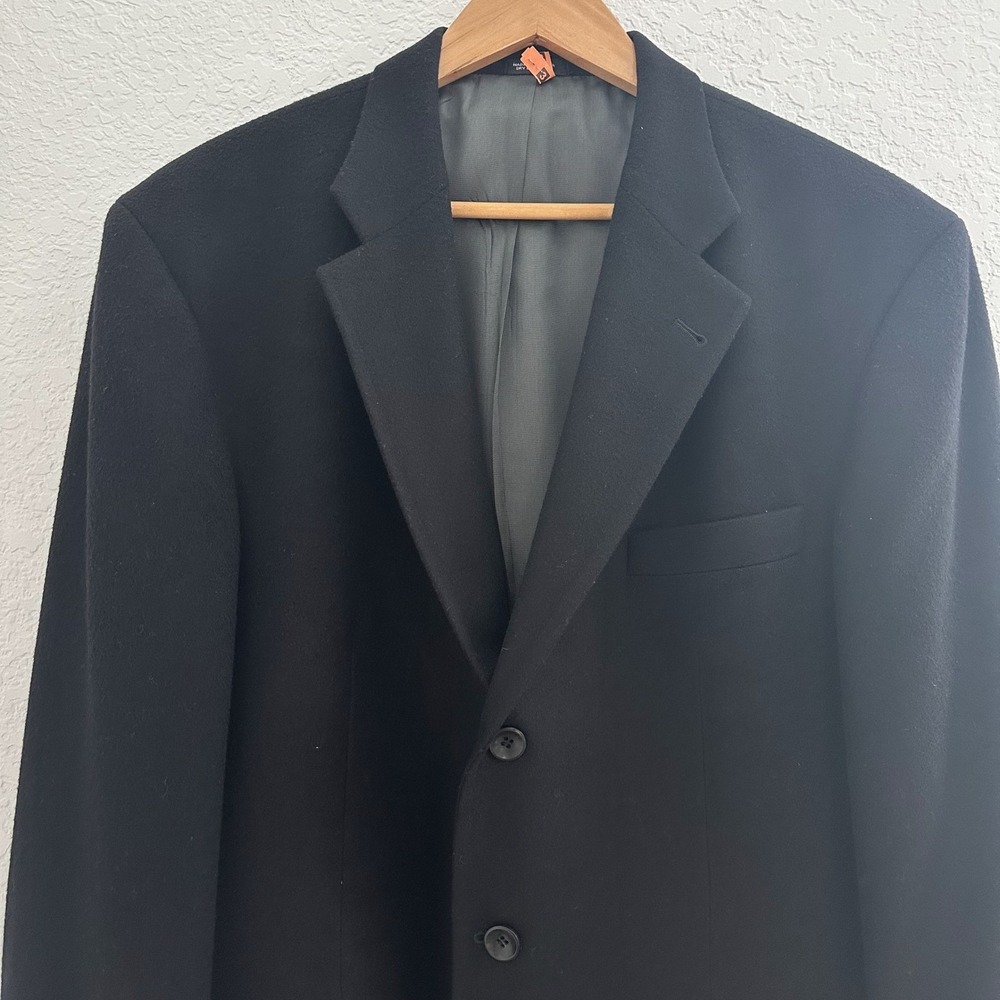 Oscar de la Renta Men's Blazer Jacket 44 R Black Wool Cashmere Nylon‎ Old Money - Picture 3 of 10